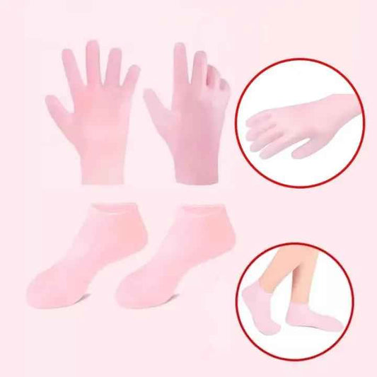 1 Set Silicone Moisturizing Socks & 1 Gloves Set Foot Skin Anti Cracking - Zmhud