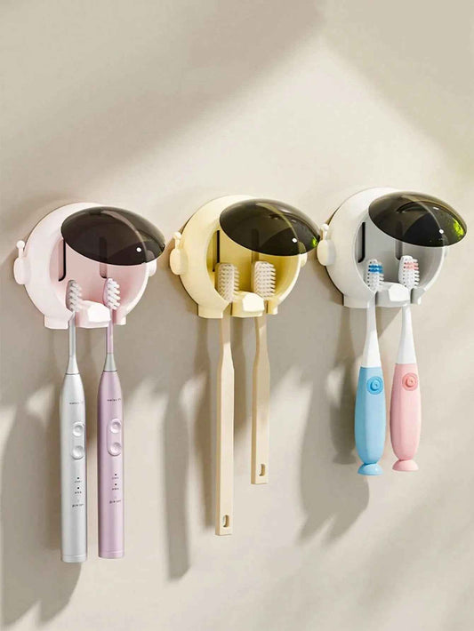1pc Cute Astronaut Toothbrush Holder Astronaut Shaped Drill Free Bathroom Wall Mounted Toothbrush Organizer Holder For Home - Zmhud