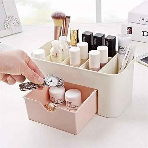 Plastic Makeup Organizer | Make Up Brush Storage Box With Drawer | Desktop Cosmetics Storage Box Division | Office Desk Organiser | Stationery Storage Box Zmhud