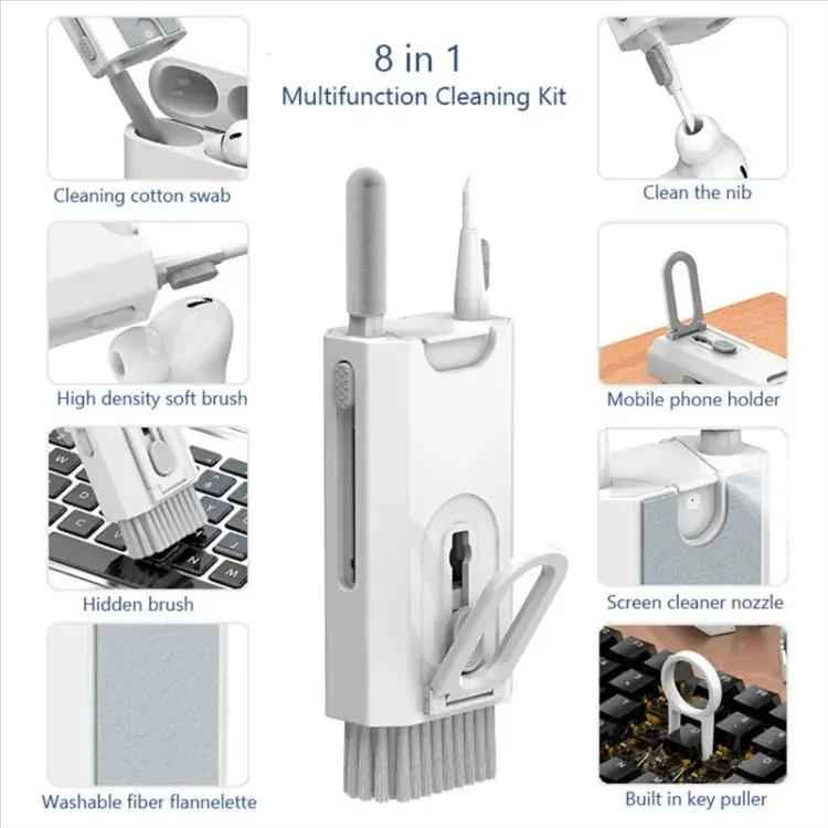8In1 Computer Keyboard Cleaner Brush Kit Earphone Cleaning Pen for Headset Phone Cleaning Tools Black - Zmhud