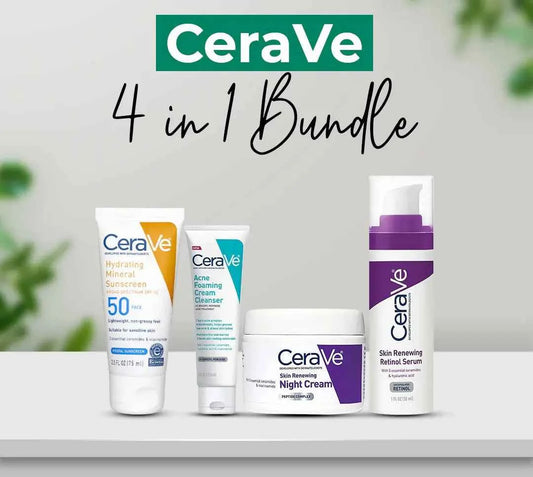 CeraVe 4-in-1 Skincare Kit | Cleanser, Serum, Sunblock & Night Cream | Dermatologist-Approved Routine Zmhud