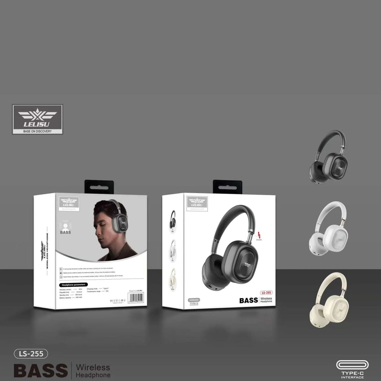 Lelisu LS-255 Bass Wireless Headphones | Bluetooth Over-Ear Headset with Type-C Interface Zmhud