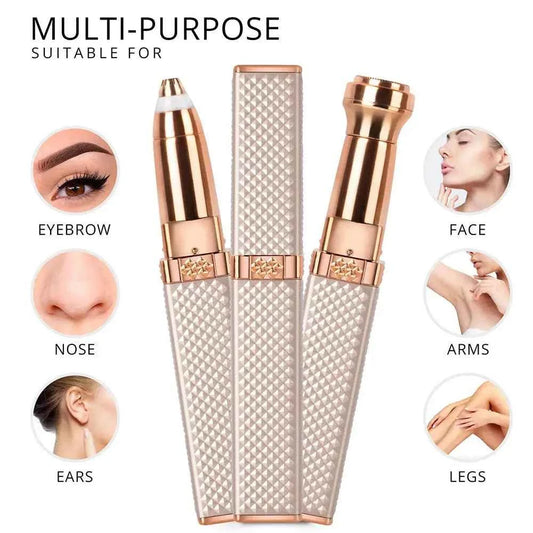 2-in-1 Flawless Facial Hair Remover & Eyebrow Trimmer | USB Rechargeable, Painless & Portable | Random Color Zmhud
