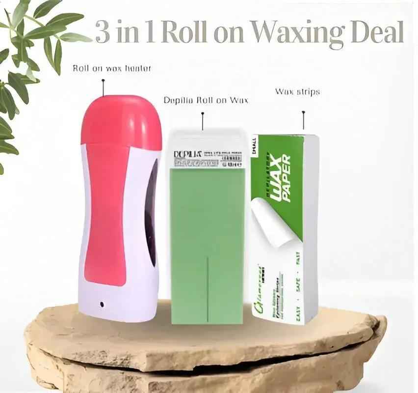 3-in-1 Wax Heater Machine for Hair Removal | Wax Heater Machine + Wax Cartrdige + Wax Strips | Portable Cartridge Wax Warmer with Epilators Zmhud