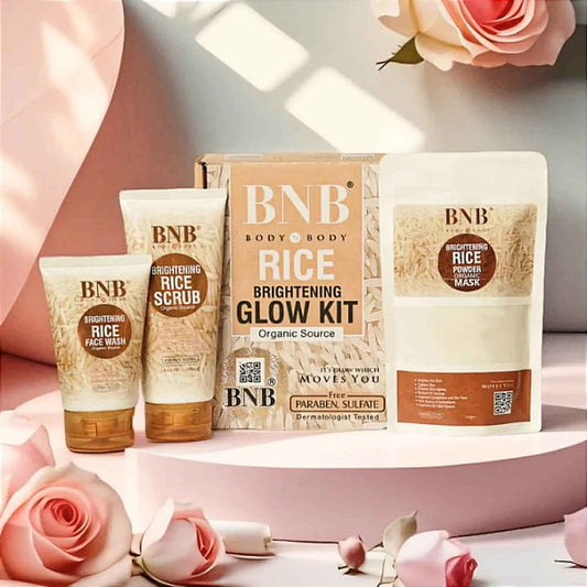 BNB Rice Extract Bright & Glow Facial Kit | 3-in-1 Whitening, Brightening & Hydrating Skincare Zmhud
