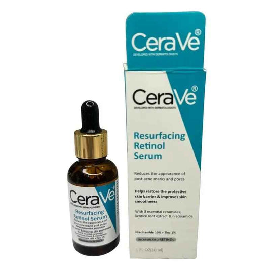 CeraVe Resurfacing Retinol Serum 30ml | Post-Acne Marks, Brightening & Pore Minimizer Zmhud