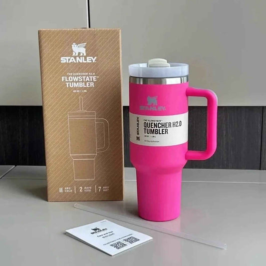 Pink Stanley 40 Oz Stainless Steel Tumbler | Leak-Proof Vacuum Insulated Travel Mug | Hot & Cold Zmhud