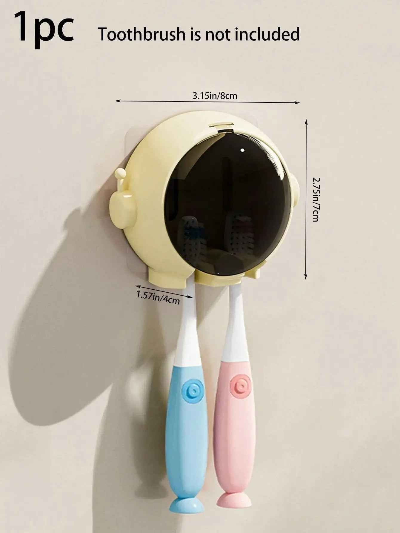 1pc Cute Astronaut Toothbrush Holder Astronaut Shaped Drill Free Bathroom Wall Mounted Toothbrush Organizer Holder For Home - Zmhud