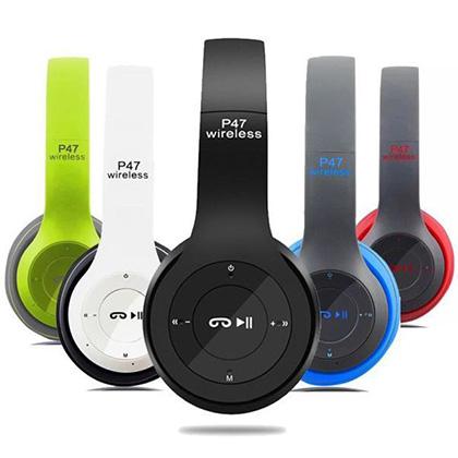 P47 Wireless Headphones | Bluetooth Foldable Headset with Microphone Support FM Radio TF for PC TV Smart Phones & Tablets Zmhud