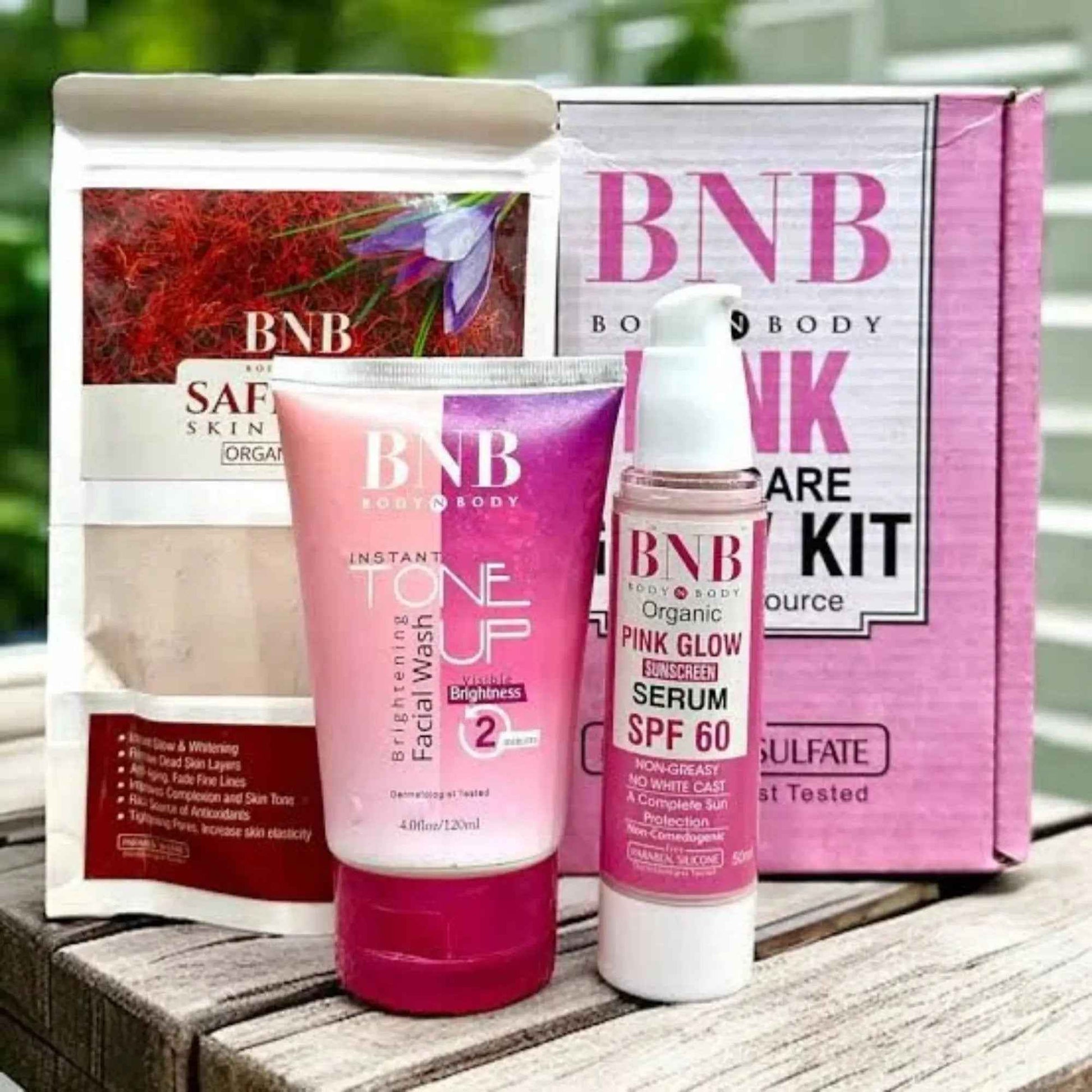 BNB Pink Face Glow Kit | 3-in-1 Skincare Wash Mask SPF Protection Set Zmhud