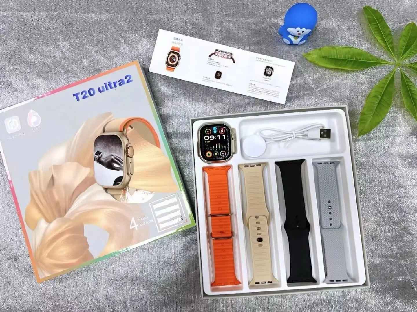 T20 ultra2 with 4 Strap Series 9 Gesture Operation Bluetooth Call Smartwatch Wireless Charging HD Big Screen Fitness Watch - Zmhud