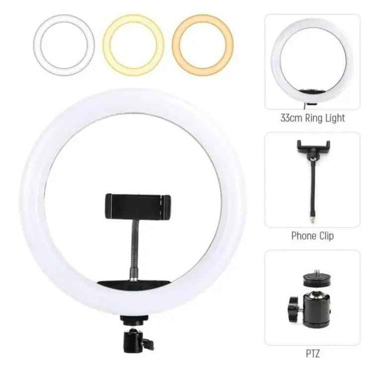26 CM selfie LED Ring Light With Ball Head Mobile Holder 3 Colour Brightness with Dimm full option - Zmhud