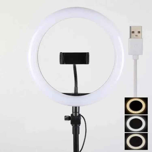 26 CM selfie LED Ring Light With Ball Head Mobile Holder 3 Colour Brightness with Dimm full option - Zmhud