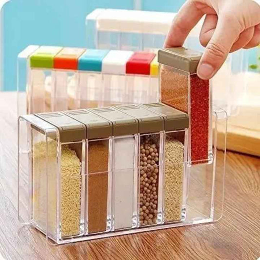 6 Piece Kitchen decor Transparent Spice Jar Set with Colorful Lids for Flavorful Seasoning Storage kitchen organizer Condiment Storage Kitchen Essentials spice kit - Zmhud