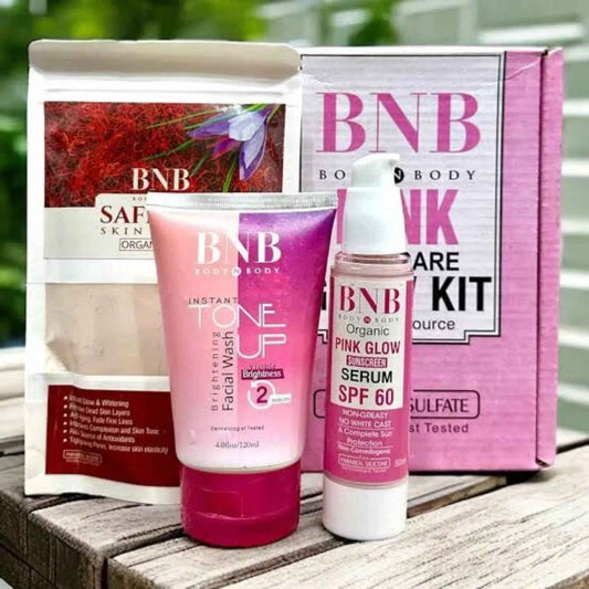BNB Pink Face Glow Kit | 3-in-1 Skincare Wash Mask SPF Protection Set Zmhud