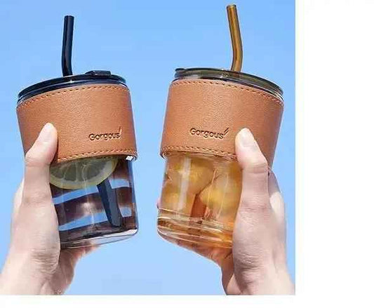 Juice Cup With Straw Glass Material (450ml) - Zmhud